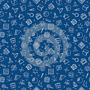 School and Education outline vector seamless pattern