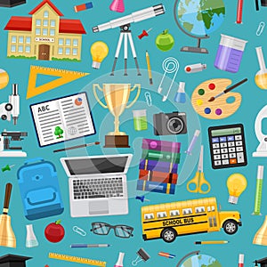 School Education Seamless Pattern