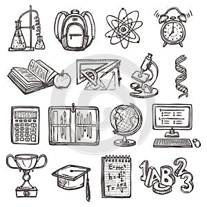 School education sketch icons