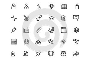 School and Education Vector Line Icons 2