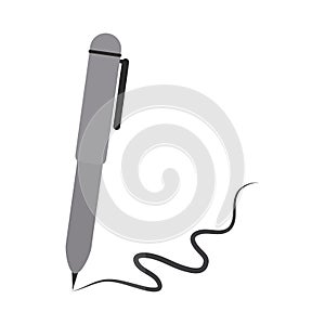 School education writing pen flat icon with shadow