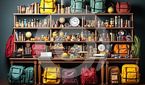 School equipment. Back to school concept. AI generated