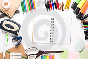 School equipment with notebook
