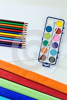 School equipment on a table