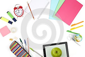 School equipment on a white background