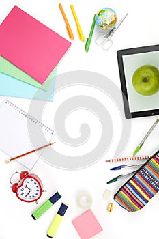 School equipment on a white background