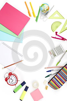 School equipment on a white background