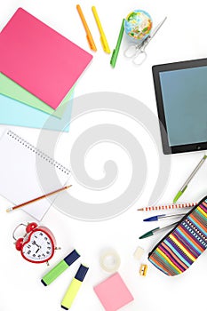 School equipment on a white background