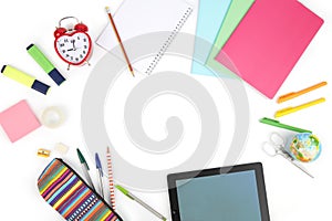 School equipment on a white background