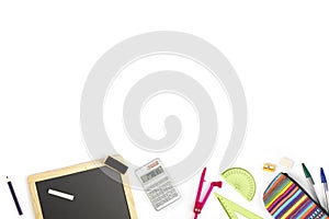 School equipment on a white background
