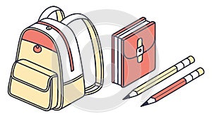 School Essentials: Backpack, Notebook, and Pencils Vector, vector design Generative AI