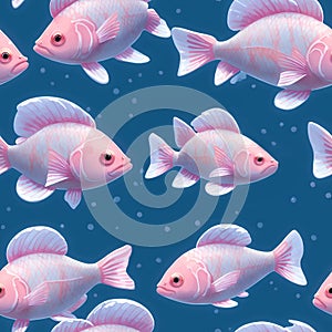 school of exotic fish, seamless pattern