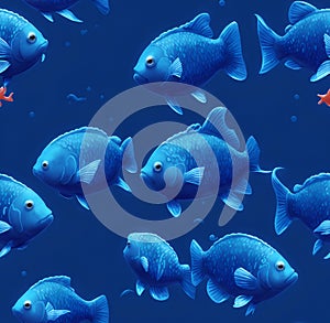 school of exotic fish, seamless pattern