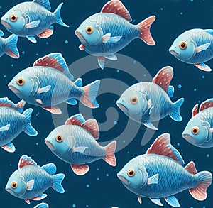 school of exotic fish, seamless pattern