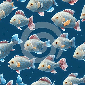 school of exotic fish, seamless pattern