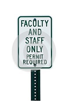 School faculty parking sign