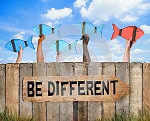 School of Fish and Be Different Concept