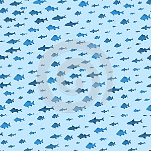 School of Fish Sea Seamless Pattern Background. Vector