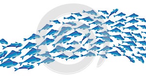 School of fish vector illustration for header