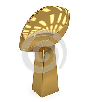 School Footballl Golden Trophy isolated on white