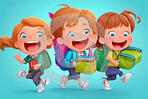 A School Full of Joy: Cartoon Images of Happy Children