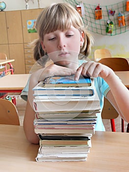 School girl with books