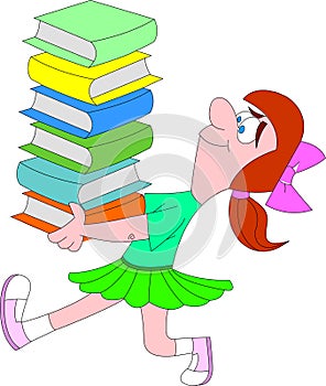 School Girl with Books