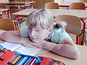 School girl in classroom