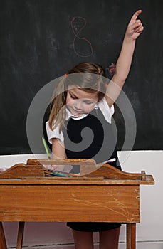 School girl at desk