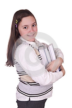 School girl holding a books