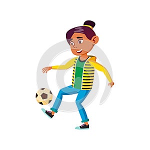 School Girl Playing Soccer Sport With Ball Vector