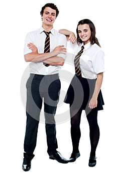 School girl resting hand on her classmate