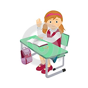 School girl at a school desk