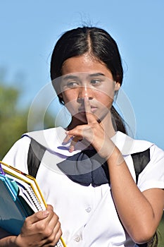 School Girl And Silence Wearing Uniform