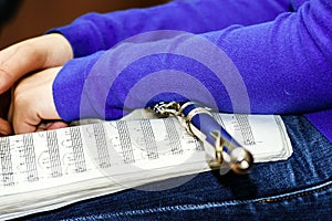 School girl with transversal flute