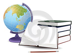 School globe, books and pencil vector