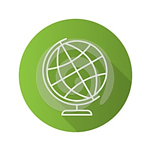 School globe flat linear long shadow icon