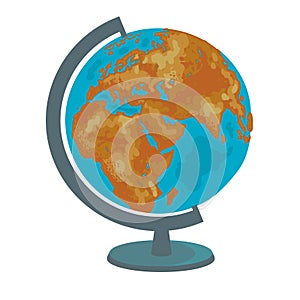 School globe. Model of Earth. Geography icon. Hand drawn vector.