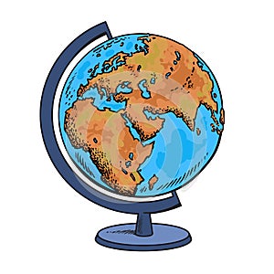 School globe. Model of Earth. Geography icon. Vector.