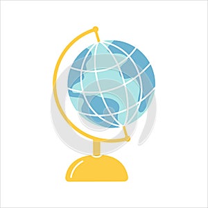 School globe, vector flat illustration on white background