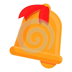 School gold bell icon, cartoon style