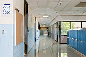 School hallway lockers photo