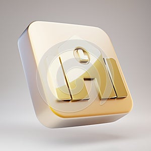 School icon. Golden School symbol on matte gold plate