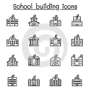 School icon set in thin line style
