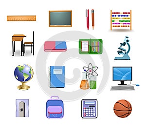 School icons and objects