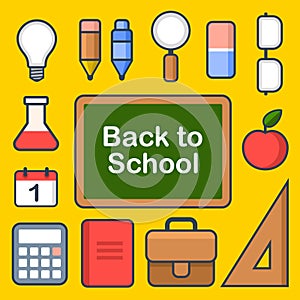 School Icons Set. Vector