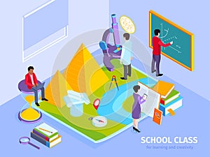 School Isometric Composition