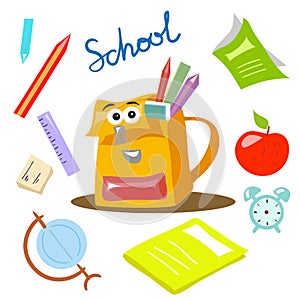 School items vector illustration cartoon style