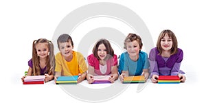 School kids with colorful books