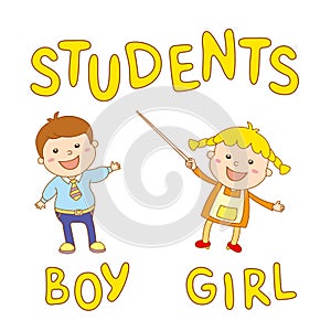 School kids - cute boy and girl